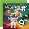 Stuff4 Biglietto di auguri per il 9° compleanno ragazzo - tuta spaziale astronauta - Biglietto di auguri di compleanno per bambina di 9 anni, 145 mm