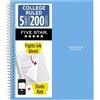 Five Star Quaderno a spirale + app per studio, 5 soggetti, carta a righe universitaria, combatte lo spurgo dell'inchiostro, copertina impermeabile, 200 fogli, blu (73635)
