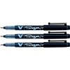 PILOT Set di 3 penne in feltro V Sign Pen, punta media, 0,6 mm, colore: nero