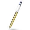 DLM Direct BIC - Penne a sfera in 4 colori, fusto dorato, punta media da 1 mm, inchiostro biros retrattile, clip laterale, multicolore, per scuola, ufficio, cancelleria, note, codifica a colori