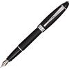 Aurora Pen Aurora - Penna stilografica in resina IPSILON | Penna in resina nera con raccordi cromati, pennino in acciaio di spessore M | confezione regalo