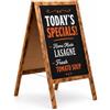 MG Design cavalletto lavagna in legno effetto bruciato 60 x 100 cm - bifacciale, richiudibile e lavabile - cartello pubblicitario A-frame per ristoranti, negozi ed eventi