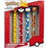 Pokémon Penna Cancellabile 0.6mm, Stationery Set di 4 Penne a Sfera con Inchiostro Blu, Pikachu Cancelleria Scuola, Anime Regalo Bambini (Multi Pikachu & Eevee)