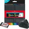 Faber-Castell - Matite colorate Blackwood, Black Edition, confezione da 24, colori brillanti con tratto morbido, legno nero (set da disegno da 24 pezzi) incl. cono per punte e gomma Edition Dust-free