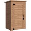 Outsunny Armadio da Esterno con Ripiano Regolabile e Tetto Inclinato, Armadio da Giardino in Legno con Catenaccio, 75x56x117cm, Marrone