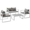 Happy Garden Set di mobili da Giardino Ibiza in Tessuto Grigio 4 posti - Alluminio Bianco