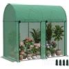 Outsunny Serra da Giardino 2x1x1.78 m con 2 Porte Avvolgibili a Cerniera, Serra per Orto con Struttura in Acciaio e Copertura in PE Anti-UV, per Orto Verdure Fiori, Verde