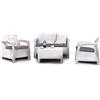 Keter Corfu Lounge Set Mobili da Esterno in Rattan con Divano 2 Posti 2 Poltrone e Tavolino, Bianco, 50X168X75 Cm