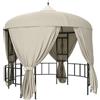 Outsunny Gazebo da Giardino Rotondo Ø3m con Tende e Prese d'Aria Beige