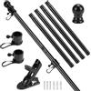QWORK® Kit Portabandiera da Esterno - Bandiera in Metallo Opaco 150 cm con Staffa a Muro, Testa a Gomito e Anello di Rotazione - Sospensione 45°/90° - Lunghezza Regolabile