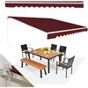 RELAX4LIFE Tenda da Esterno a Bracci Estensibili con Telaio in Alluminio, Tettuccio Resistente al Sole e Impermeabile，Manovella Manuale, Angolazione Regolabile (400 x 250 cm,ROSSO)
