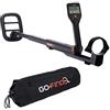 Minelab GO-FIND 22 - Metal detector compatto e ultra leggero, con bobina di rivelatore impermeabile da 20,3 cm + borsa da trasporto in tela nera in vinile resistente