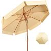 RELAX4LIFE Ombrellone da Giardino 3 x 3 M Rotondo, Ombrellone da Esterno con Tela Impermeabile e Anti-Sole, Struttura in Legno, Altezza e Inclinazione Regolabile (Beige)