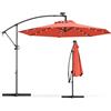 KOMFOTTEU Ombrellone LED 300 cm x 230 cm, ombrellone da giardino con manovella, ombrellone da terrazza con supporto, rotazione a 360°, ombrellone pieghevole inclinabile, ombrellone senza portaombrelli