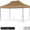 VONROC Tenda per Feste 3x4,5M - Gazebo Pieghevole Easy‑Up, Impermeabile 3000 PA, Protezione UV 50+, Struttura in Acciaio, Altezza Regolabile, con Borsa da Trasporto - Beige