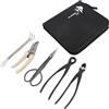 HERCHR Kit di Attrezzi per Bonsai, 5 Pezzi/Set Forbici per Bonsai in Acciaio al Carbonio Rastrello Taglierina per Rami Cesoie da Potatura Pinze Attrezzi da Giardino