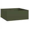 vidaXL Fioriera Verde Oliva 100x100x40 cm in Acciaio, Vaso per Piante, Supporto per Piante, Letto rialzato, Supporto per fioriera, Vassoio per Piante