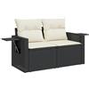 vidaXL Divano da Giardino con Cuscini a 2 Posti Nero in Polyrattan