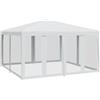 vidaXL Tenda per Feste con 8 Pareti Laterali in Rete Bianco 4x4 m HDPE, Tenda per Gazebo, Tenda da Giardino, baldacchino da Giardino