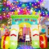 InfleasJoiy Arco gonfiabile per compleanno, 3 m, con luci LED integrate e luci rotanti colorate, decorazione gonfiabile per esterni, per prato, cortile, giardino, patio