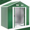 GARDEBRUK® Casetta per Attrezzi da Giardino XL in Metallo 2m² con Base 200x135x190cm Porta Scorrevole Capanno Verde con Tetto Capannone da Esterno 4m³