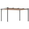 Outsunny Pergolato da Giardino 3x4m con Telo Scorrevole in Poliestere e Struttura in Alluminio, Gazebo Pergola da Esterno, Grigio e Marrone