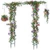 COSTWAY Pergolato a Arco da Giardino, Pergola da Esterno Decorativa in Metallo per Piante Rampicanti, Arco da Esterno per Feste, Matrimonio (Verde, Modello 1)