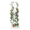 GYMAX Traliccio per Rampicanti in Metallo con Ripiano Pieghevole, Grigliato da Giardino per Recinzione 189,5 x 50 cm, Graticcio Decorativo per Piante Rampicanti per Giardino, Cortile (Bianco,1)