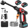 Sararoom Idropulitrice a Batteria | 21V 45Bar/652PSI Idropulitrice alta pressione senza fili | Pistola idropulitrici portatile con 2 batterie,6 in 1 Ugello,5M Tubo,per Auto Giardino Pavimenti Lavaggio