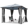 TOOLPORT Gazebo da giardino 3x3 m tetto di policarbonato da ca. 6 mm con teli laterali e zanzariere in grigio