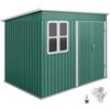 Outsunny 8.5 x 6ft Capanno in metallo con kit fondazione e finestra verde | Capanno da giardino in acciaio zincato, porte larghe con serratura, prese d'aria, patio esterno