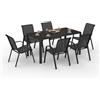 IDMarket - Set di mobili da Giardino Madrid Tavolo 150 CM e 6 sedie impilabili Nero