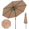 RELAX4LIFE Ombrellone da Giardino 3x3m, 96 Luci LED, 9 Modalità di Illuminazione, Ombrellone da Esterno con Inclinazione Regolabile, Ideale per Giardino Spiaggia Coltile (Marrone)