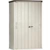 TOOMAX High Stora Way Capanno da 1670L, in plastica resistente effetto legno 130x75,6x206,2h cm, colore grigio talpa/marrone, baule portattrezzi con doppia anta e maniglione, ideale per il giardino