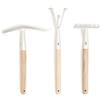 Livlig53 LIVLIG Attrezzi Pioggia per Giardinaggio - Set di Attrezzi da Giardino in Legno di Quercia e Acciaio, Kit Giardinaggio con Artiglio, Rastrello, Zappa con Forca, Regali da Giardino per Donne