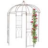 Spetebo Gazebo con rose in metallo, colore marrone, 270 x 200 cm, griglia in acciaio verniciato a polvere, gazebo rotondo con grande cupola per piante rampicanti
