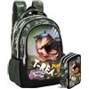 Clondo School Pack Completo Zaino Scuola Ergonomico 33x43x20 cm con Astuccio coordinato 3 Scomparti 46 Pezzi - Julian Ross - Scuola Elementare e Regalo Bambini (Jungle Rex)