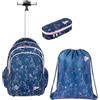 ST.Right Sky Unicorn set Grande Zaino con Ruote Trolley XXL Astuccio Sacca Sport Scuola Media Elementare Ragazza Bambina