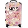 NoBoringSuitcases.com Valigia Grande Personalizzabile, Serratura TSA, Media 20 kg, Bagaglio Trolley 23 kg (67cm - 72L), Marmo Rosa-Dorato