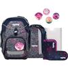 ergobag pack set Zaino scolastico ergonomico e flessibile, 6 pezzi, per la prima elementare Bearlaxy - Lilla