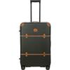 Bric's Bellagio 2.0 Spinner Valigia - Lussuoso bagaglio rigido con ruote grandi, manico telescopico, dettagli in pelle - valigia pieghevole per viaggi raffinati, Oliva, 21 with Pocket, 53,3 cm con