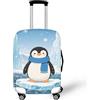Coloranimal Copertura per bagagli per scuolabus, accessori trolley, custodia protettiva per valigia, taglia 18-32, Sciarpa Pinguino Blu, M (22-25 cover), Set Bagagli