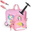 SOARS Set di Valigia Cavalcabile 18'' + Zaino 12'' per Bambini 2 Pezzi, Bagagli 2-in-1 di con Maniglia Telescopica e 4 Ruote, Trolley Bagaglio a Mano e Zaino per Bambini (Rosa Unicorno-C)