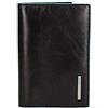 PIQUADRO - Porta Passaporto Pelle 9 cm - In Pelle - Blue Square - Unisex - Colore Nero