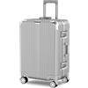 V Voyagoux Voyagoux Valigia Media - 72L, 66x42x26cm, Luggage, Serratura TSA, Alluminio Suitcase, Valigia con Ruote, 4 Ruote con Sistema Airwheel, Robusta e Leggera, Argento