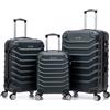 R.Leone Valigia da 1 Fino a Set 4 Trolley Rigido grande, medio, bagaglio a mano e bagaglio EasyJet 45X36X20cm 4 ruote max capienza in ABS 2026 (Verde Scuro, Set 3 S M L)