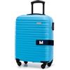 WITTCHEN Valigia da Cabina Trolley Bagaglio a Mano Valigia a rotelle piccola Trolley guscio duro ABS 4 ruote spinner Serratura a combinazione Maniglia telescopica Groove Line blu Ryanair/ITA Airways