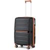 British Traveller Valigia Media 66cm Leggera TSA Lucchetto 4 Ruote Nero
