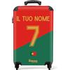 NoBoringSuitcases.com Valigia Bagaglio a Mano, Valigia, Trolley, Valigia 55x40x20, Valigia da Stiva, Valigia Personalizzabile, 55x40x20 cm (Calcio - Maglie gara home Portogallo 2022 - Rosso-Verde)