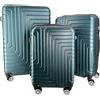 R.Leone Valigia da 1 Fino a Set 4 Trolley Rigido grande, medio, bagaglio a mano e beauty case 8 ruote in ABS 950 (Set 3 S M L, Verde Scuro)